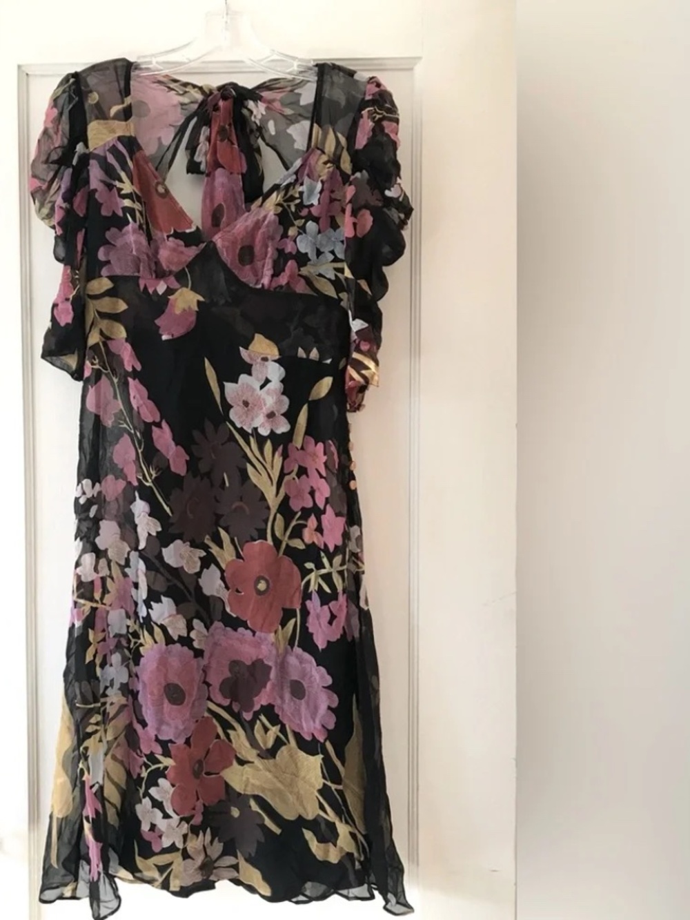 Tracy Reese Black Botanical Floral Midi Dress 6